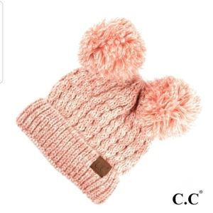 C.C.Beanie Double Pompom Beanie Brushpeach
